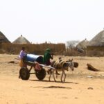 Children in eastern Sudan move a water tank to a recently dug well -- the UN says the country is experiencing a humanitarian crisis of 'epic proportions'