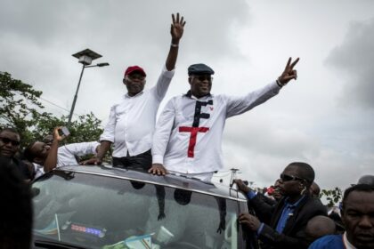 Felix Tshisekedi (R) and Vital Kamerhe campaigning in Kinshasa November 2018