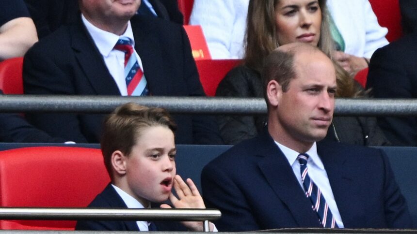 Prince William and Prince George Head to Manchester City v Manchester United Match