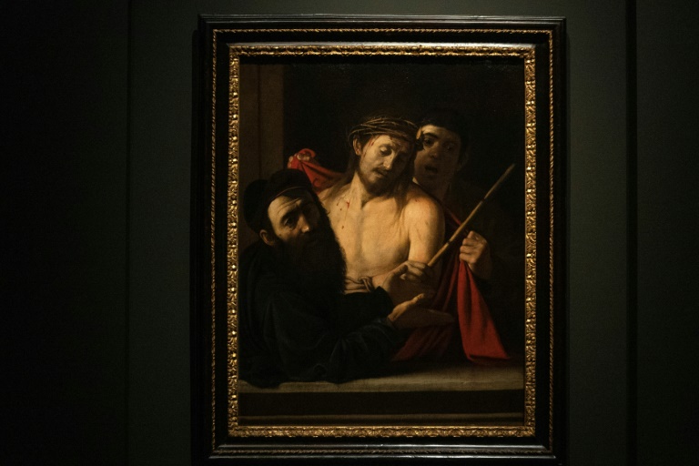 'Ecce Homo' by Italian master Caravaggio is a dark and atmospheric canvas depicting a bloodied Jesus in a crown of thorns just before his crucifixion