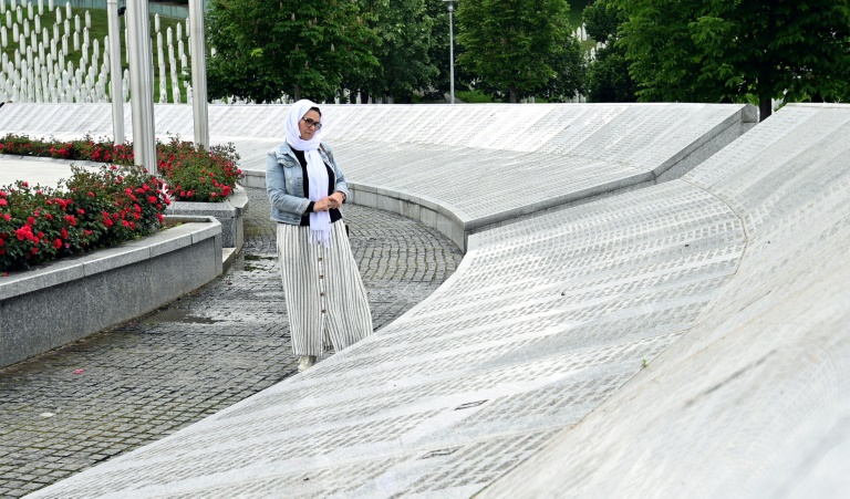 A memorial wall at the Srebrenica-Potocari memorial cemetery commemorates the July 11, 1995 massacre