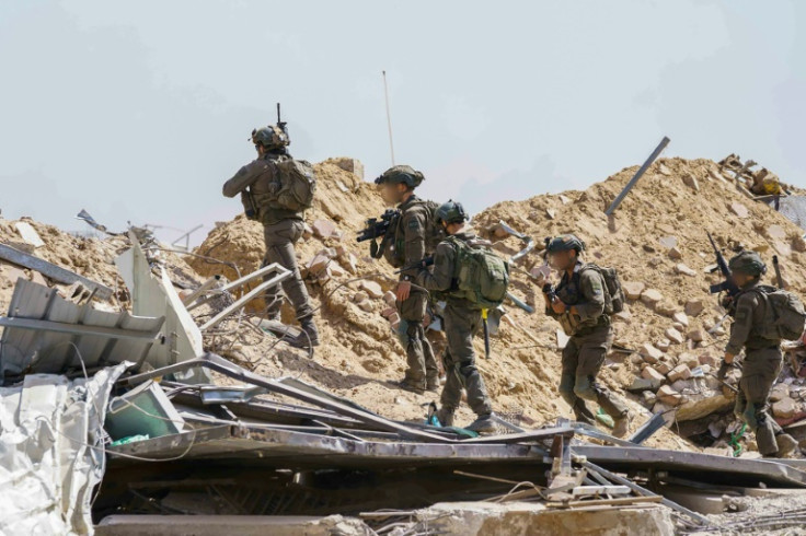 Israeli soldiers during military operations in the Gaza Strip, seen in a picture released by the Israeli army on May 24, 2024