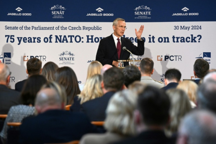 'Time has come to reconsider' restrictions on Ukraine's use of Western weapons, NATO Secretary General Jens Stoltenberg said in Prague