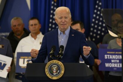 President Joe Biden in April unveiled steel tariffs at the United Steel Workers Headquarters in Pittsburgh after receiving the union's endorsement the  prior month