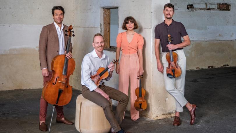 ASQ are Michael Dahlenburg (cello), Dale Barltrop (violin), Francesca Hiew (violin), and Christopher Cartlidge (viola).
