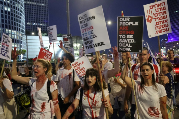 Israelis rally in Tel Aviv calling for a deal to release the remaining hostages still held in Gaza