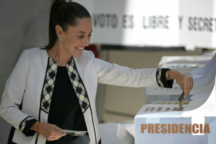 Mexican ruling party presidential candidate Claudia Sheinbaum casts her vote