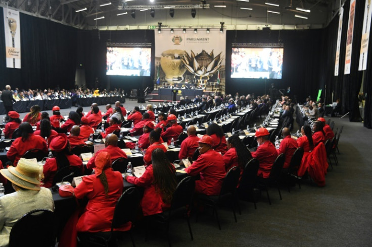 There was a gap in seating in the 400-member assembly where empty chairs marked the places of former president Jacob Zuma's mKhonto weSizwe Party (MK), which boycotted the opening
