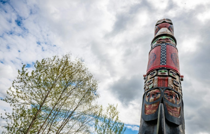A totem pole along the so-called "Highway of Tears" in British Columbia, where dozens of Indigenous women have gone missing since the 1960s
