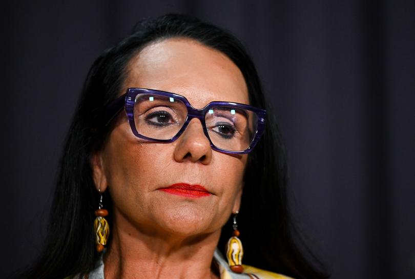 Minister for Indigenous Australians Linda Burney delivers a statement on the outcome of the Voice Referendum at Parliament House in Canberra, Saturday, October 14, 2023. Australians today voted on whether to enshrine an Indigenous voice in the country's constitution. (AAP Image/Lukas Coch) NO ARCHIVING
