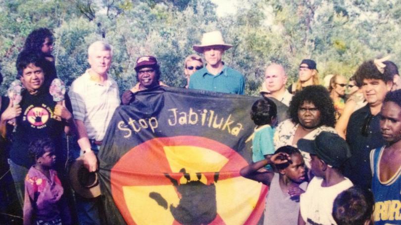 Singer and activist Peter Garrett was campaign with Mirarr traditional owners to block the Jabiluka mine in 1998.