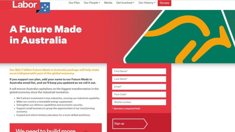 Labor has been accused of ripping off the Australian Made logo to promote their Future Made in Australia policy. Picture: Australian Labor Party.