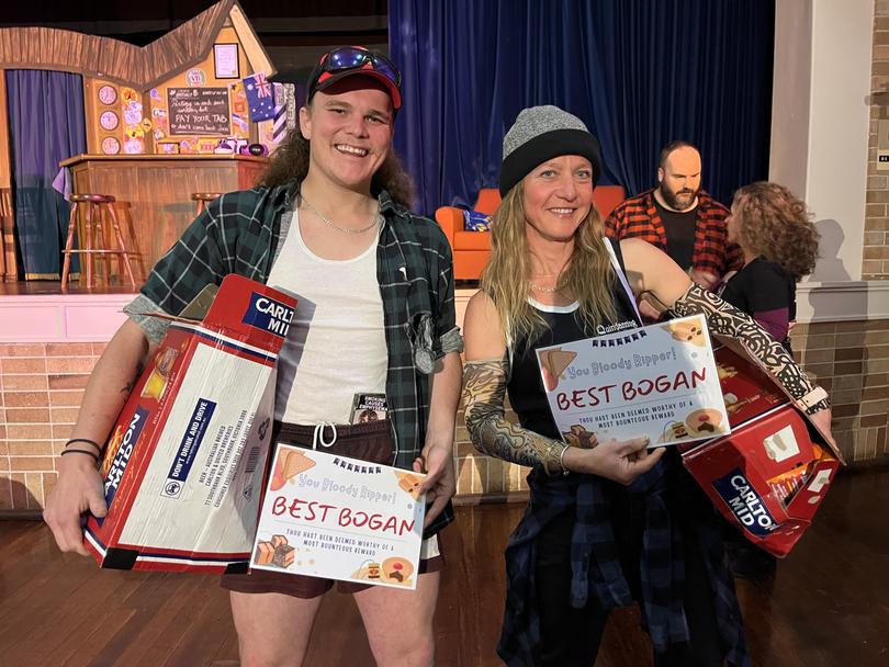 Best dressed bogan competition winners Chris Cowcher and Georgina Paterson.