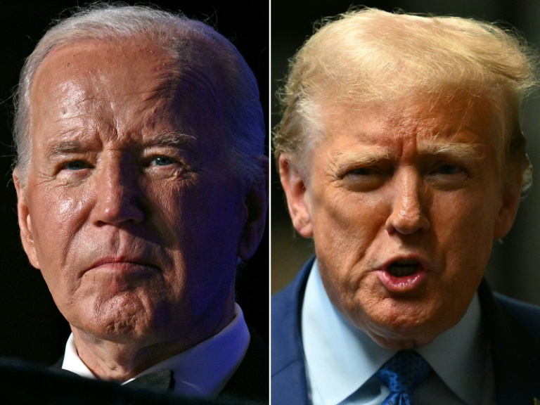 Donald Trump's campaign has played down the chances of Joe Biden (left) withdrawing from the 2024 presidential election