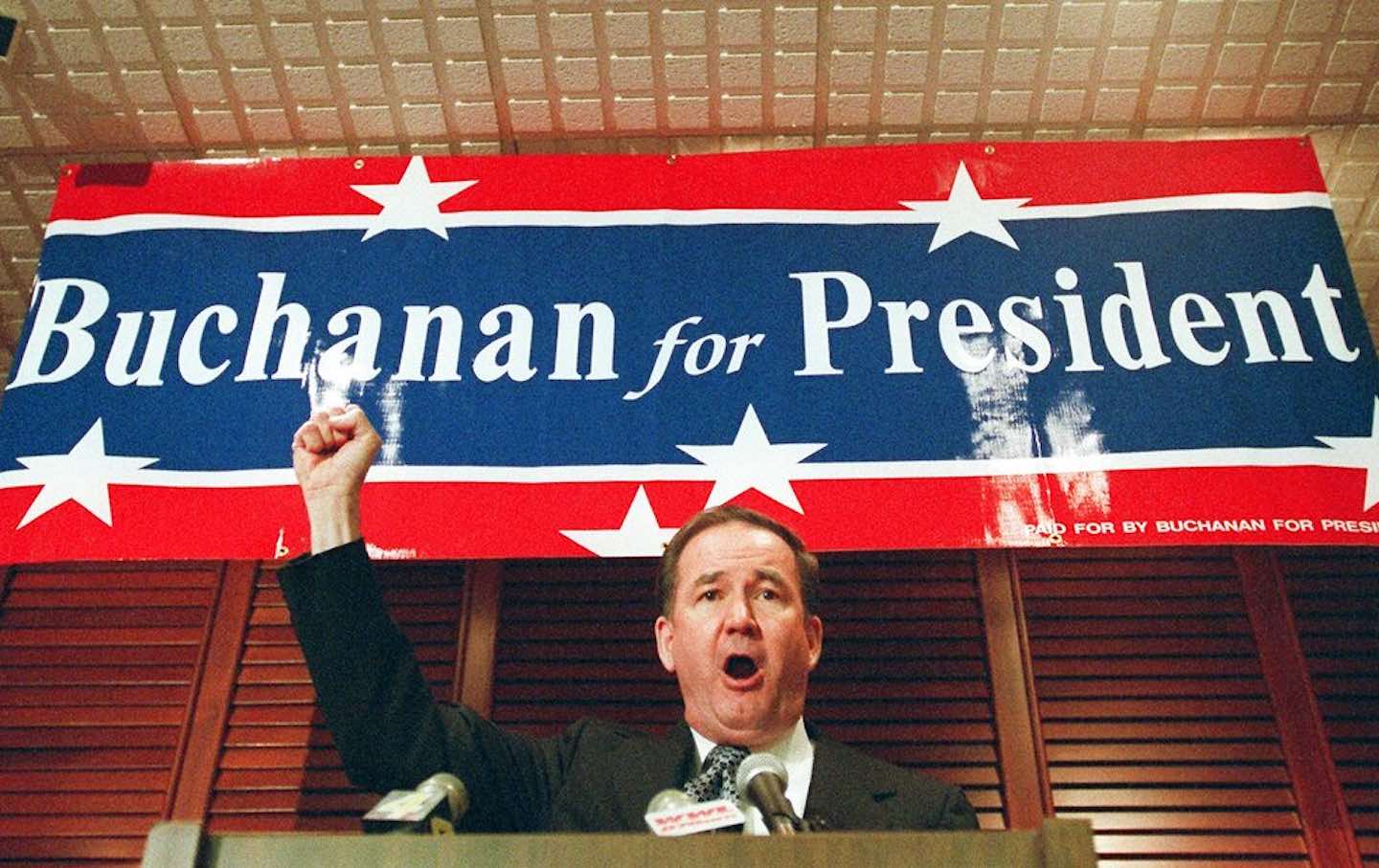 Republican presidential candidate Patrick Buchanan campaigns in Lafayette, Louisiana, in 1995.