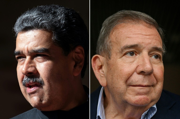 Nicolas Maduro (L) will be seeking a third term in office, challenged by  opposition presidential candidate Edmundo Gonzalez Urrutia (R)
