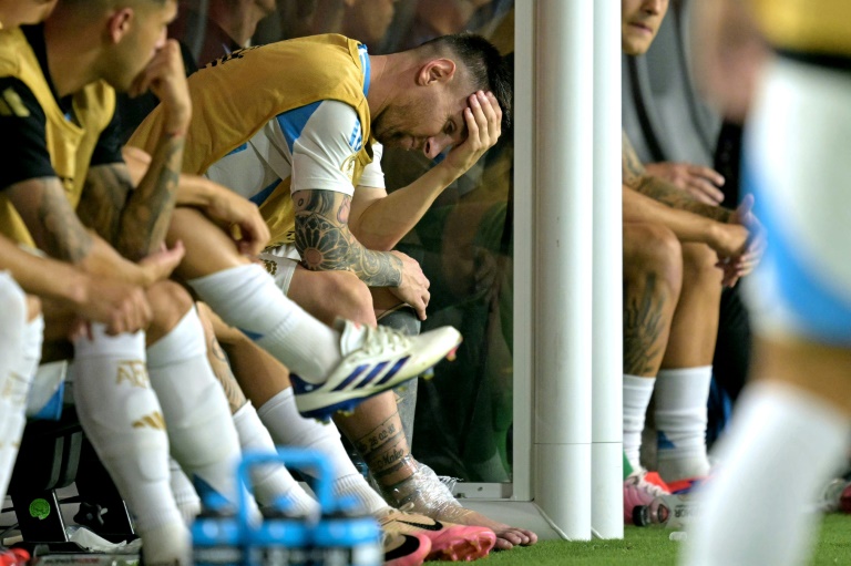 Lionel Messi was left in tears on the bench after exiting Sunday's Copa America final with an ankle injury