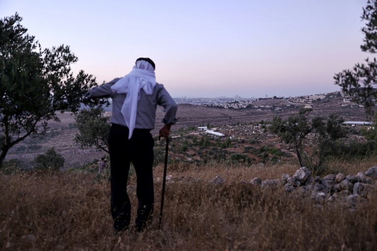 Olayan Olayan overlooks the valley containing a new Israeli settler outpost