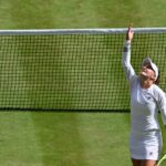 Barbora Krejcikova celebrates winning the Wimbledon title