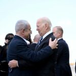 Benjamin Netanyahu and Joe Biden hugged when the US president visited Israel after the October 7 attacks