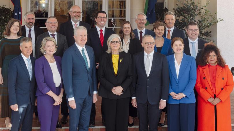 Prime Minister Albanese’s new ministers after Sunday’s reshuffle. NewsWire / David Beach