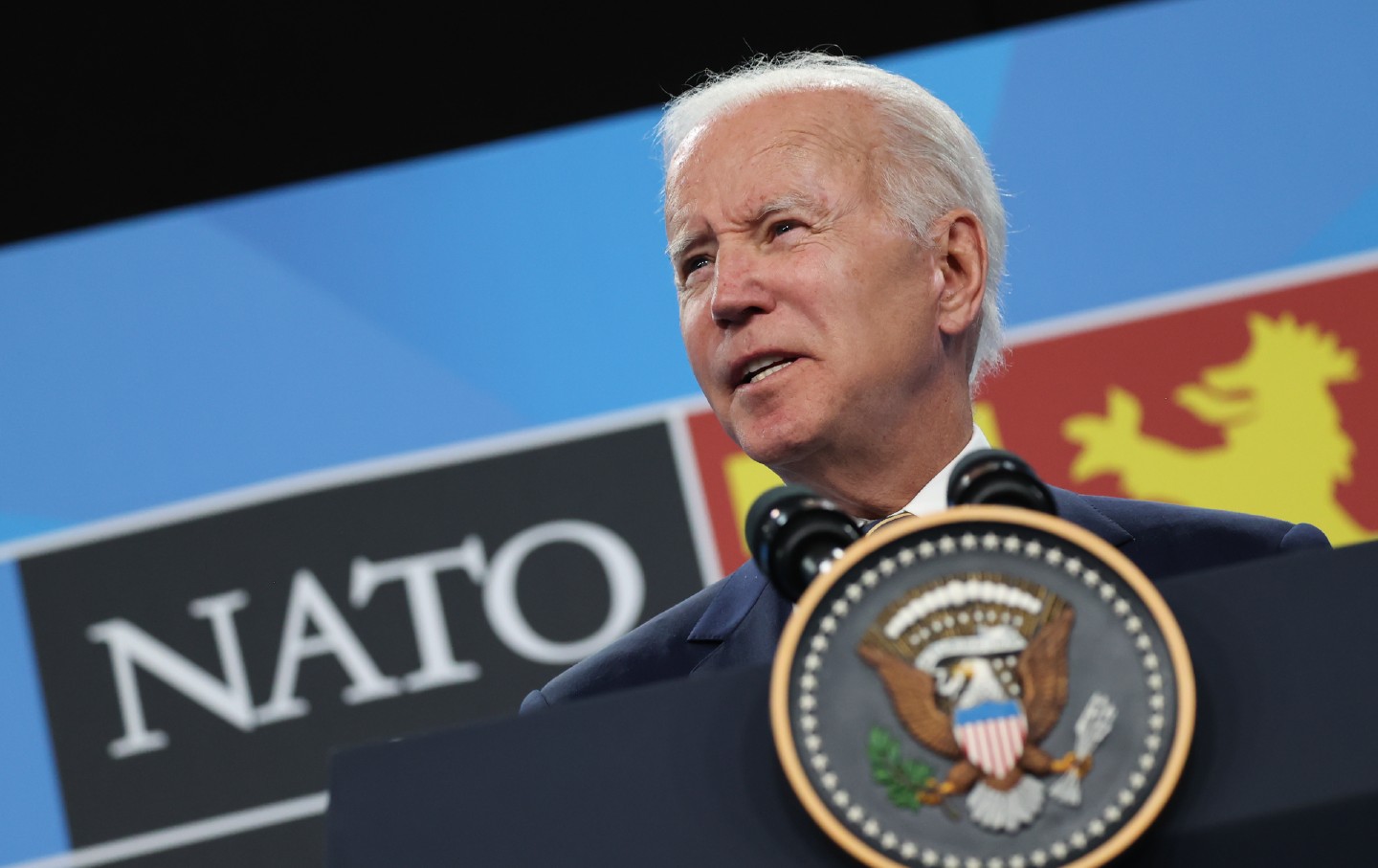 Joe Biden speaks during a press conference on the final day of the NATO Summit in Madrid, Spain, on June 30, 2022.