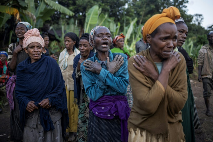 Distraught women watch the search in a remote area of southern Ethiopia