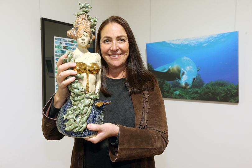 Nicci Daniele with her highly commended piece Kelp Queen.