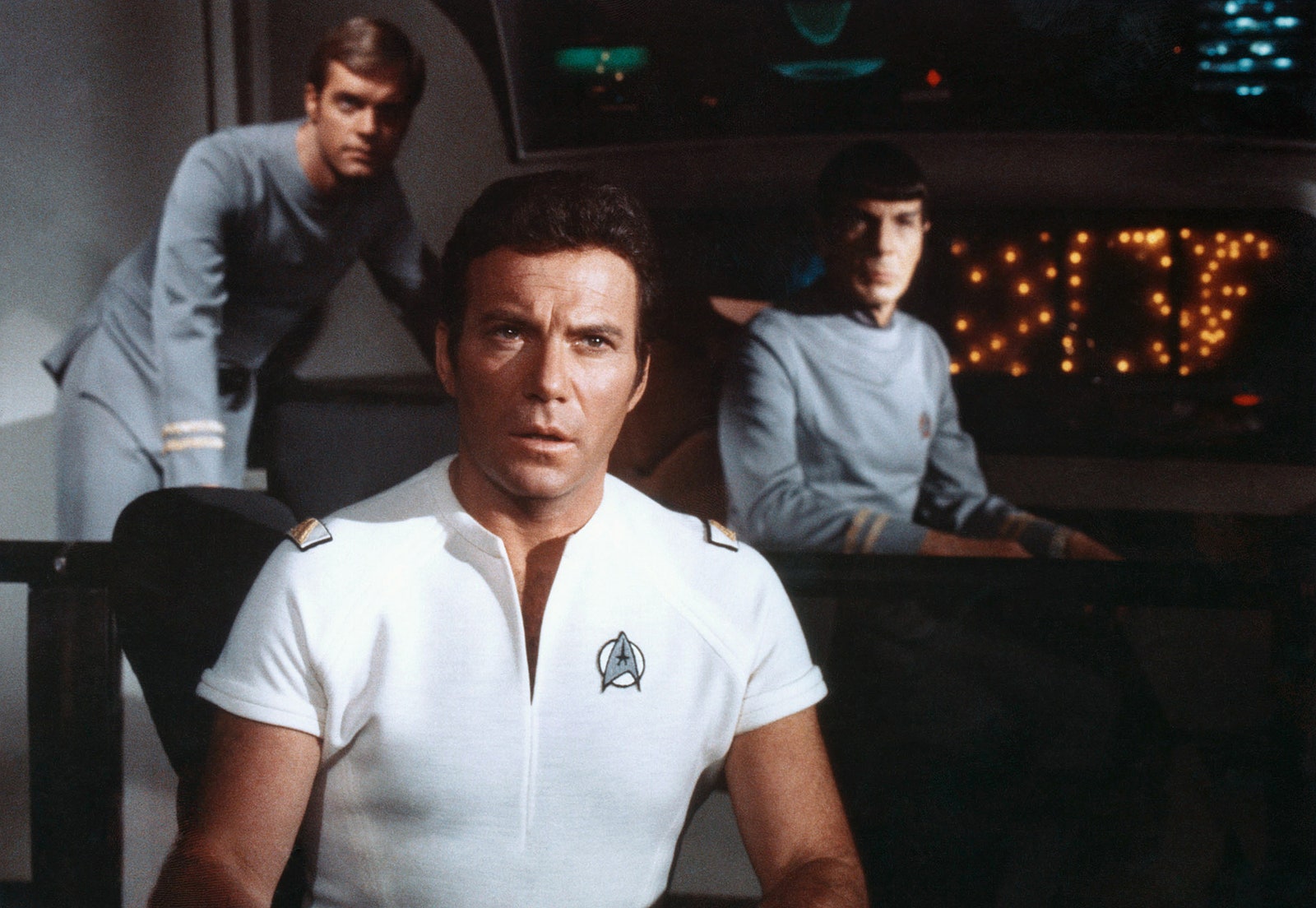 Image may contain William Shatner Stephen Collins Leonard Nimoy Adult Person Head Face People and Photography