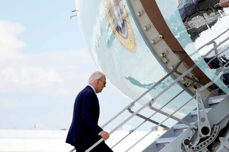 US President Joe Biden, seen here boarding Air Force One in Las Vegas, is facing a crisis as senior Democrats urge him to reconsider running for reelection
