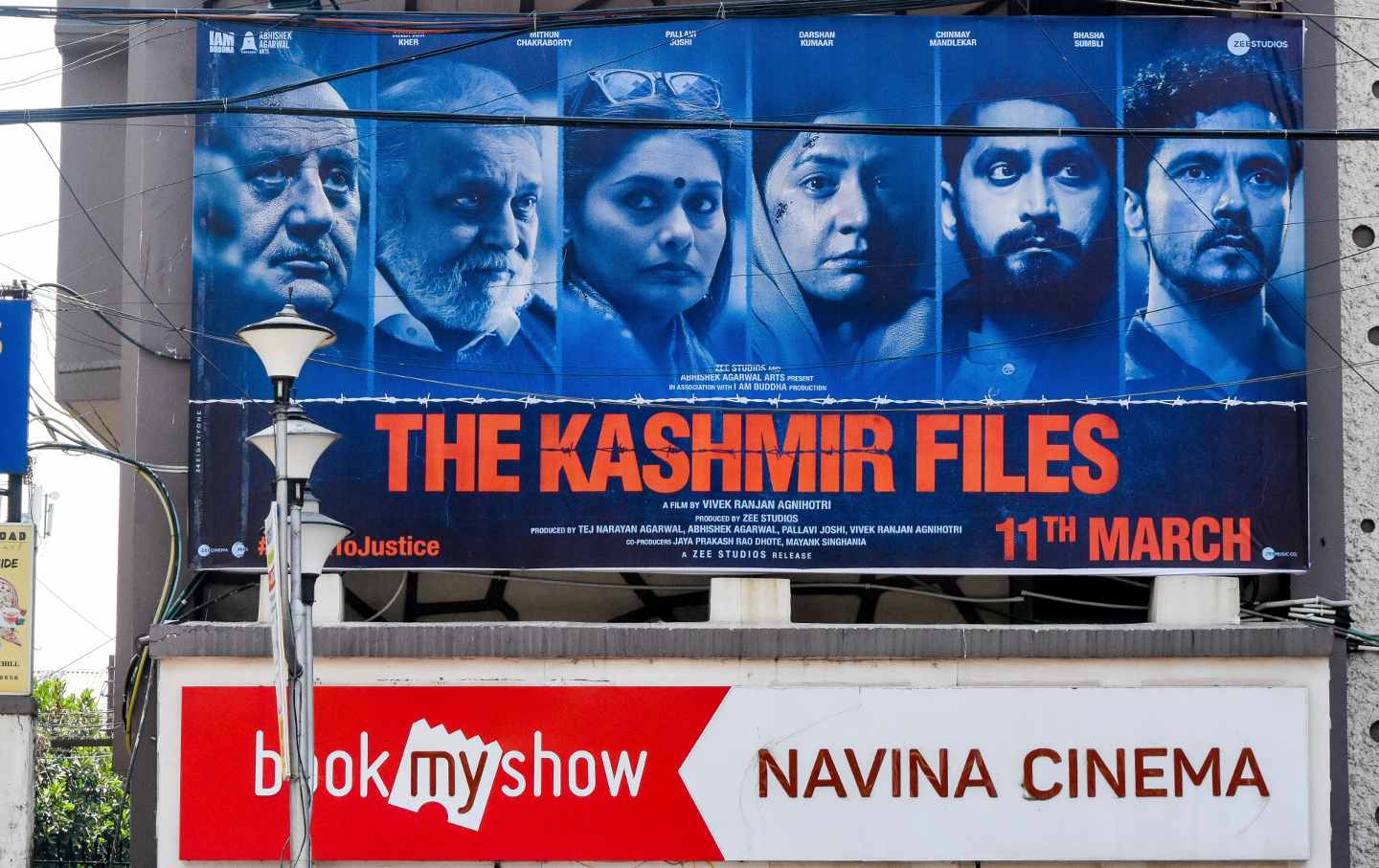 A billboard for "The Kashmir Files" in Kolkata on March 17, 2022.