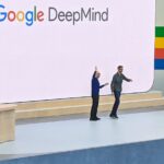 Google DeepMind chief Demis Hassabis (L) and Google chief executive Sundar Pichai open the tech titan