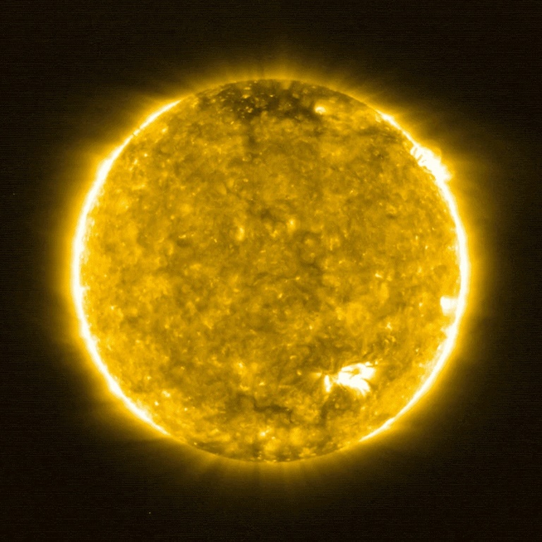 Photo of the Sun taken by the Extreme Ultraviolet Imager of the European Space Agency's Solar Orbiter probe, distributed by the ESA on July 16, 2020