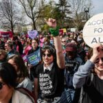 Reproductive justice demonstrators outside the US Supreme Court on Tuesday, March 26, 2024.