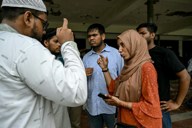 Nahida Bushra (2R), 23, had a key role as an organiser who mobilised her women classmates to attend street rallies