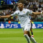 Kylian Mbappe scored Madrid's second goal on his debut for the club in their win over Atalanta