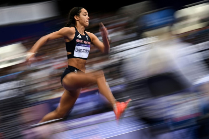 Britain's Katarina Johnson-Thompson is fractionally leading the women's heptathlon