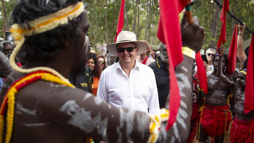 Anthony Albanese says aspirations for better future for Indigenous Australians ‘did not end last October’ while speaking at the Garma Festival on Saturday. Leicolhn McKellar via NewsWire