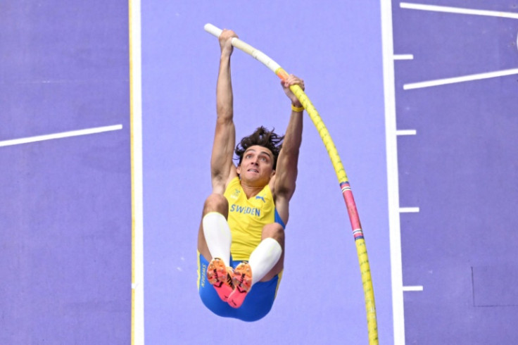 Sweden's Armand Duplantis competes in men's pole vault qualifying at the Paris Olympics