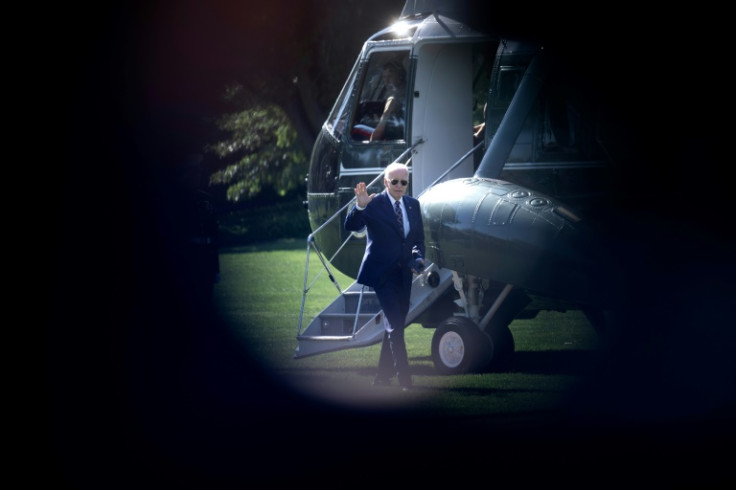 US President Joe Biden walks from Marine One to the West Wing of the White House August 12, 2024