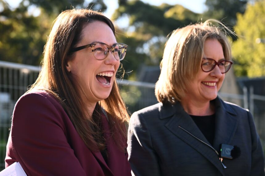 Victorian Treasurer Jaclyn Symes during budget press conference