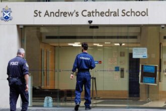 Sydney police outside St Andrew’s Cathedral School