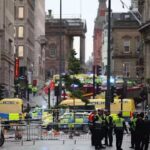 Car crash barriers and crowd protection at a street event