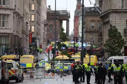 Car crash barriers and crowd protection at a street event