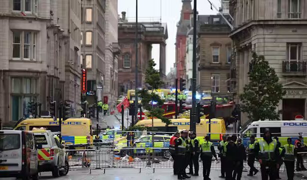 Car crash barriers and crowd protection at a street event