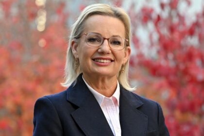 Sussan Ley addressing the media as Liberal Party leader