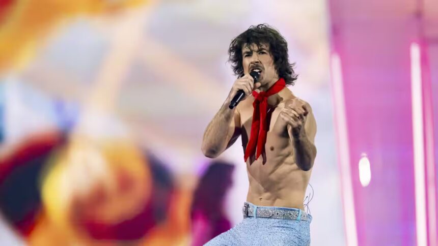 Go-Jo performing Milkshake Man at Eurovision 2025 semi-final