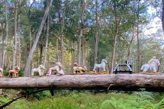 Rocking horses on Clyde Mountain before removal