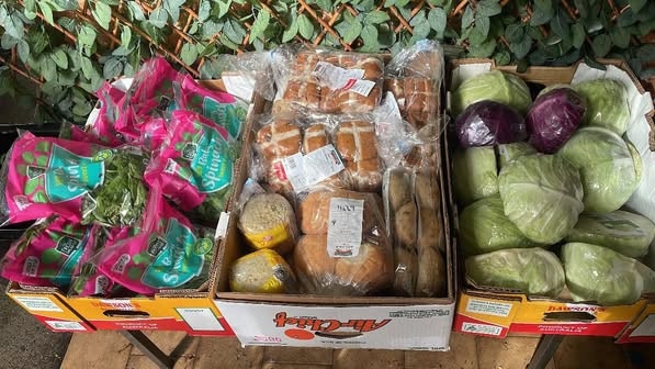 Boxes of rescued food outside Sydney home from dumpster diving