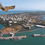 Aerial view of the Port of Darwin with container ships and infrastructure